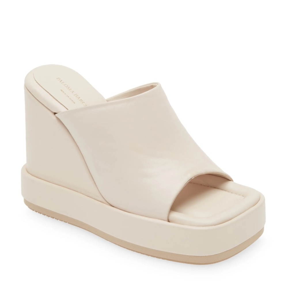 Paloma Barcelo Cream Wedge Mules